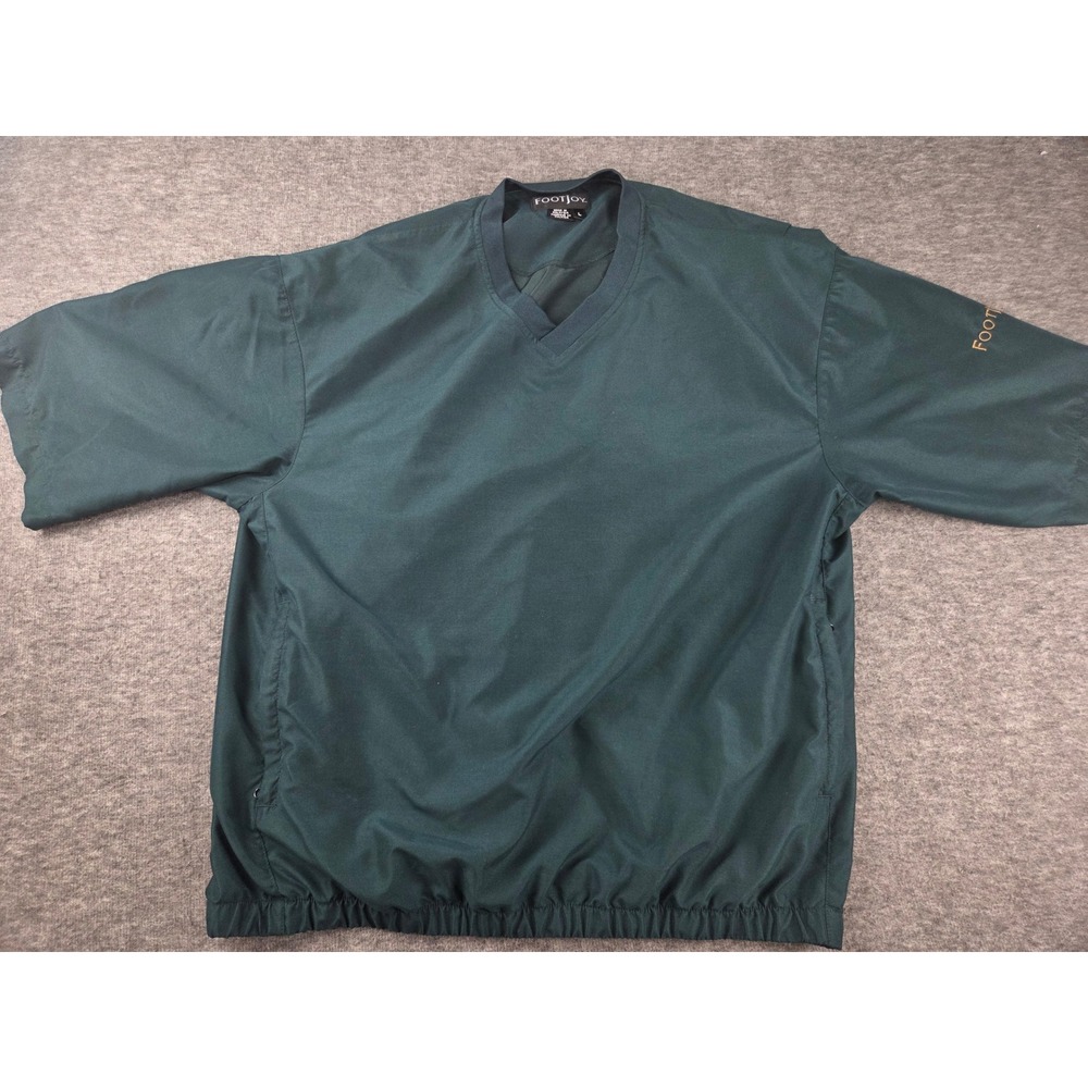 FootJoy Windshirt Mens L Green Short Sleeve V-Neck Golf Pullover Pockets 0060